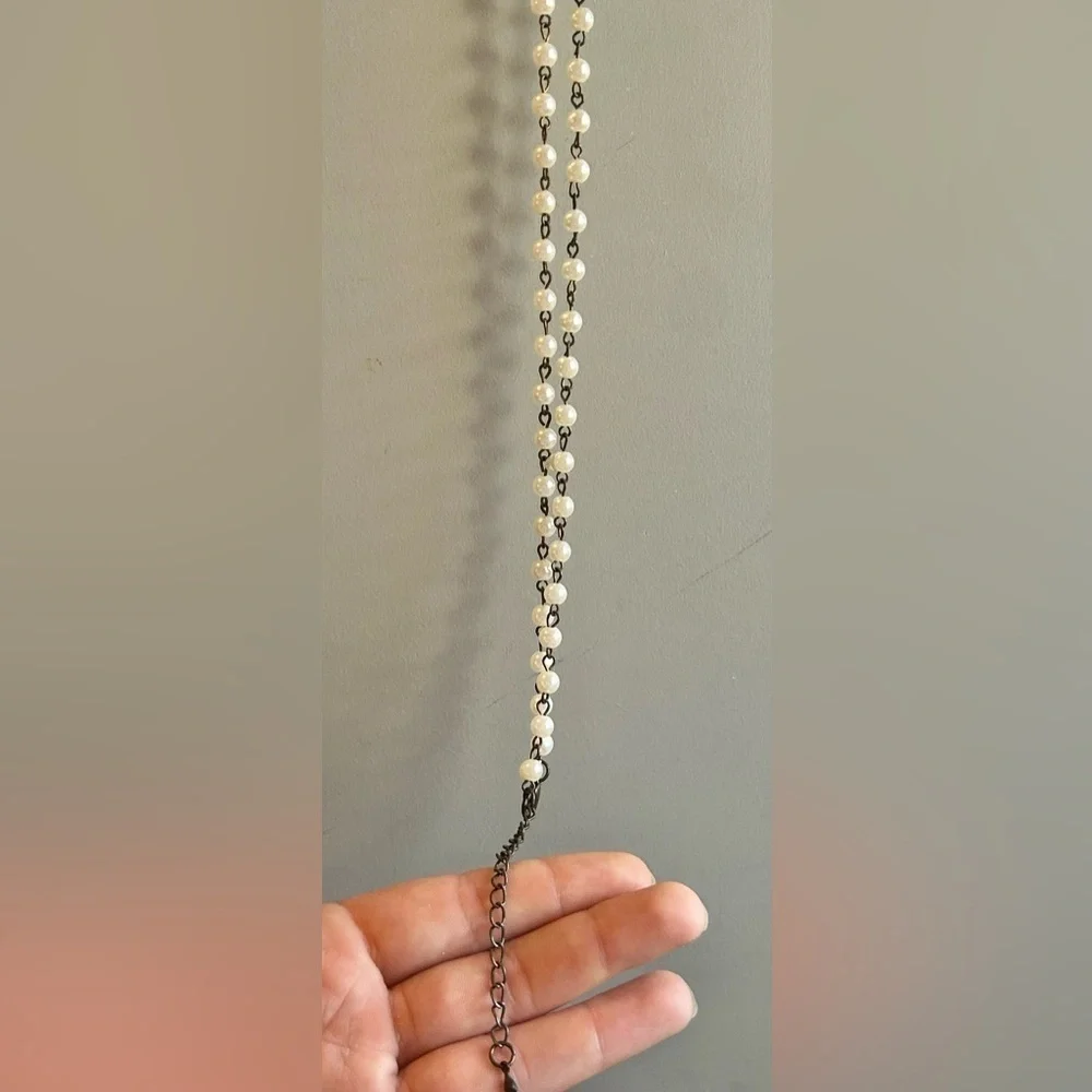 Vintage Pearl Lariat Style Necklace Boho